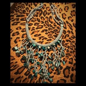Faux turquoise bib necklace